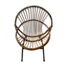 Rattan armchair basket foot metal