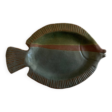Vide poche poisson 1970s en terre vernissée