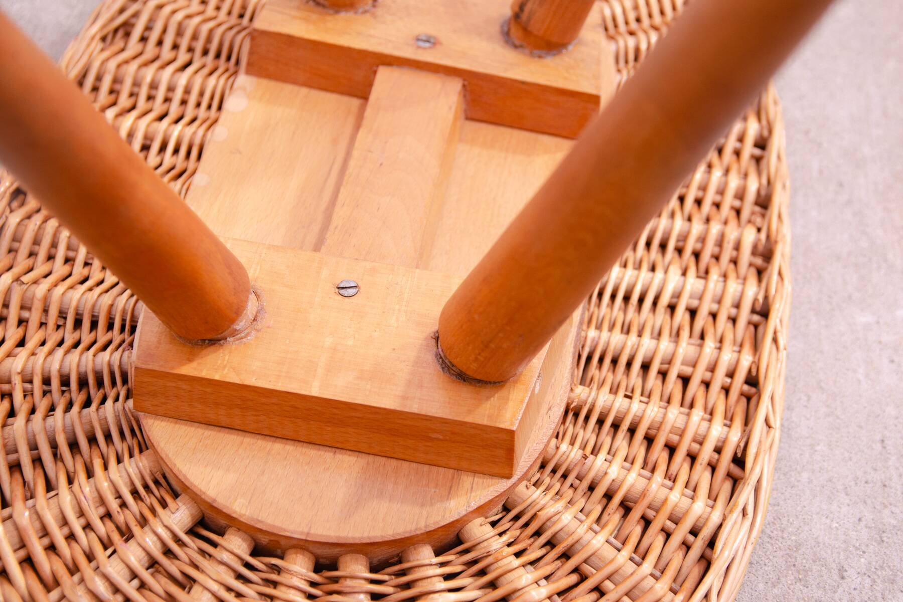 Mid century rattan stool by Jan Kalous for ÚLUV, 1960´s, Czechoslovakia