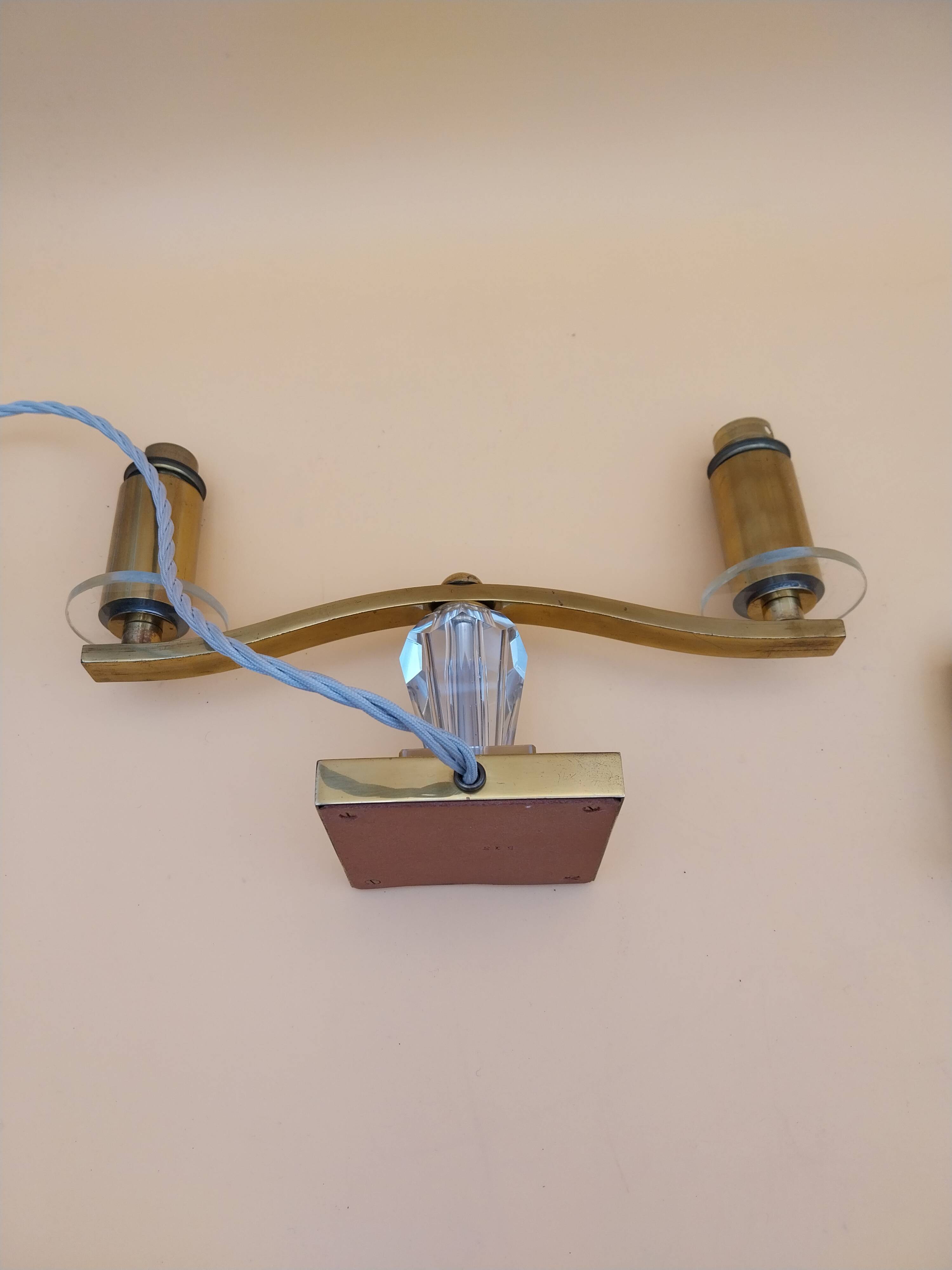Art Deco lamp pair in brass and glass