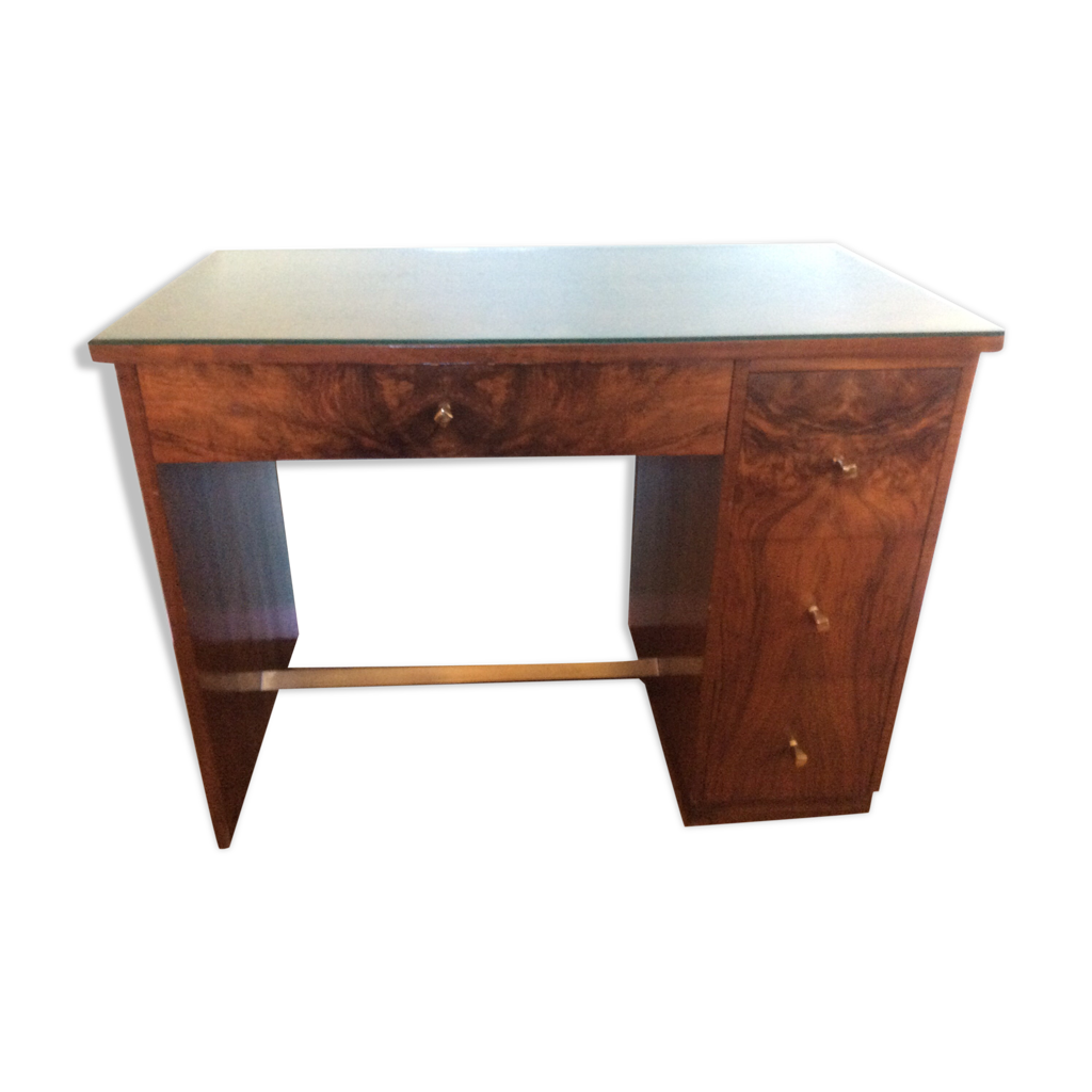 Bureau art deco placage ronce de noyer Selency