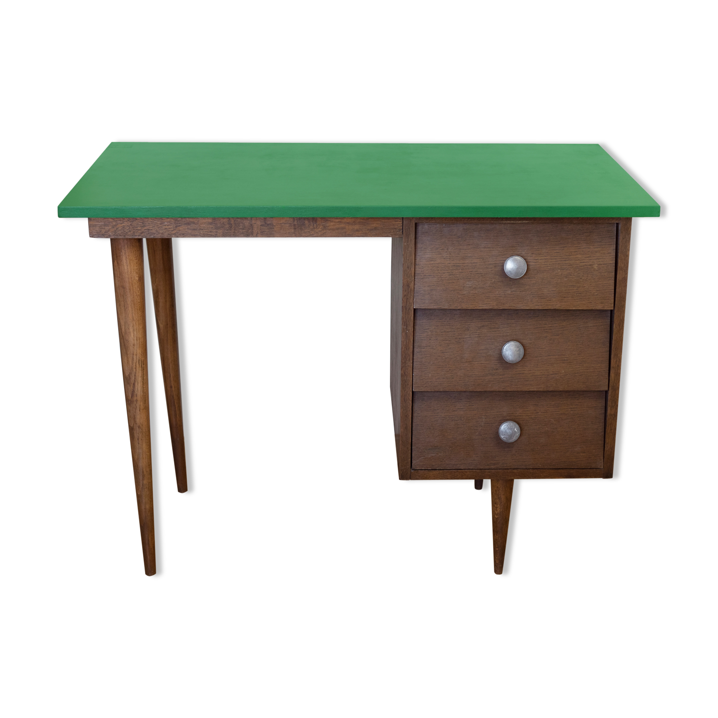 70s wooden desk with green tray