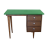 Bureau en bois des années 70 avec plateau vert