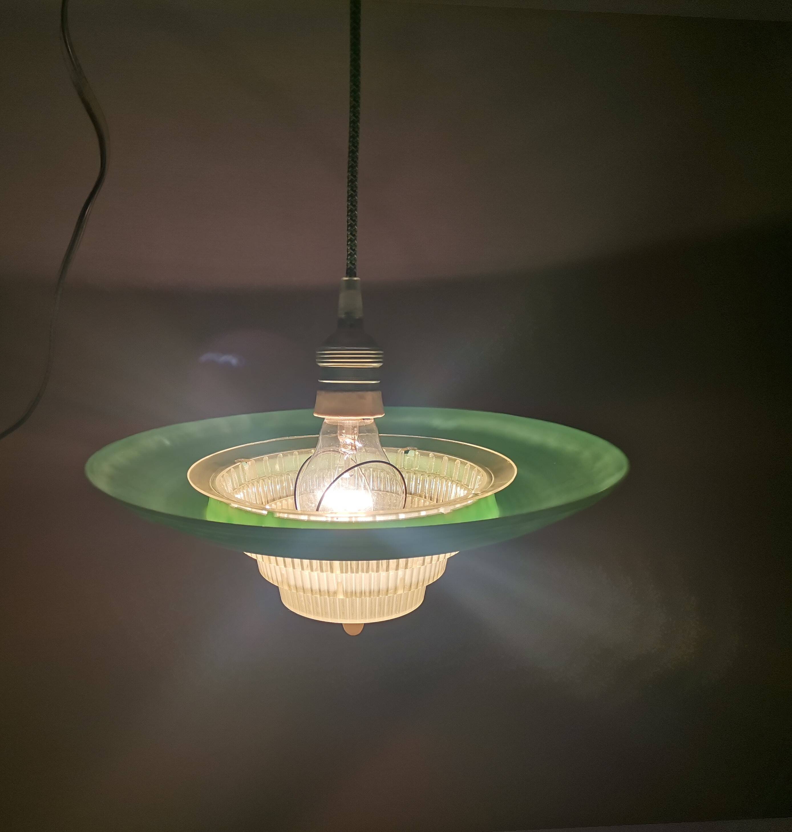 Scandinavian green acrylic clip on hanging lamp 1960s