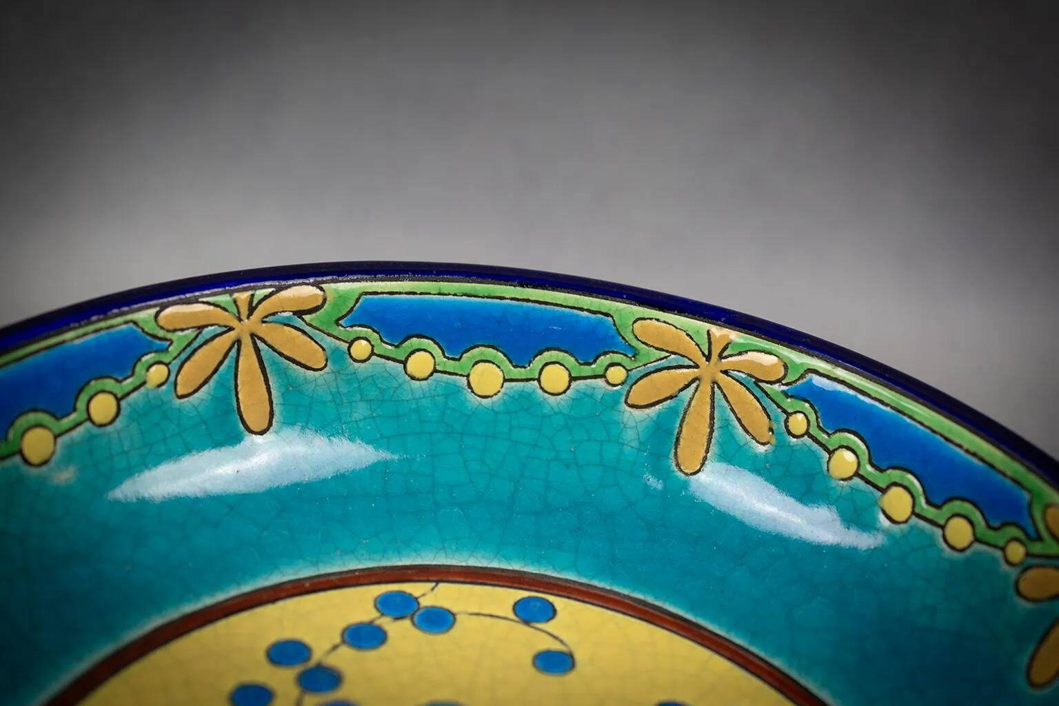Longwy cloisonné enamel footed bowl – Art Deco floral decoration