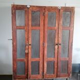 Vintage wooden wardrobe, 4 doors, cloakroom style.