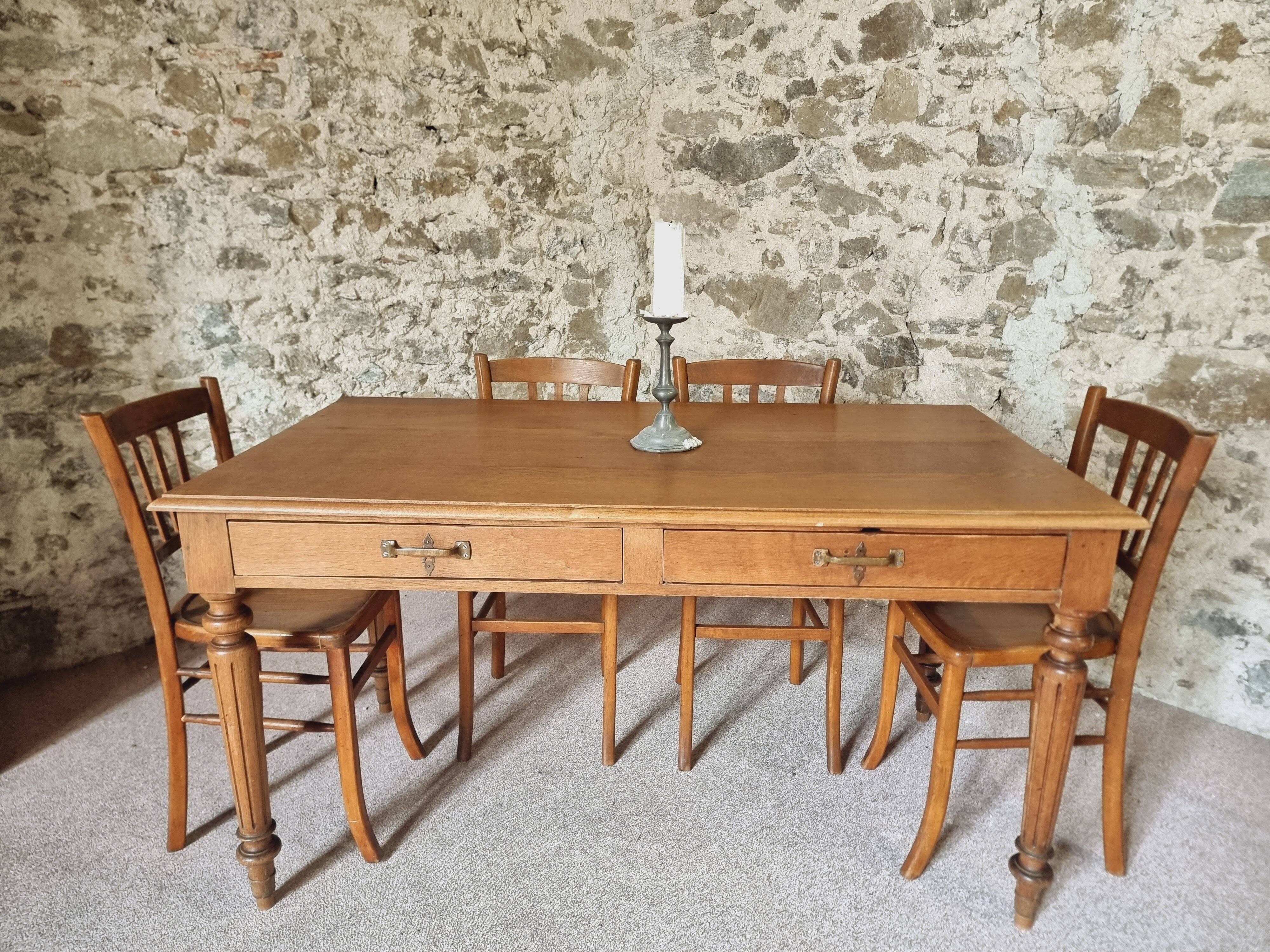 Antique Oak Table – 1930s Desk or Dining Table