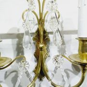 2-light bronze and crystal wall lamp