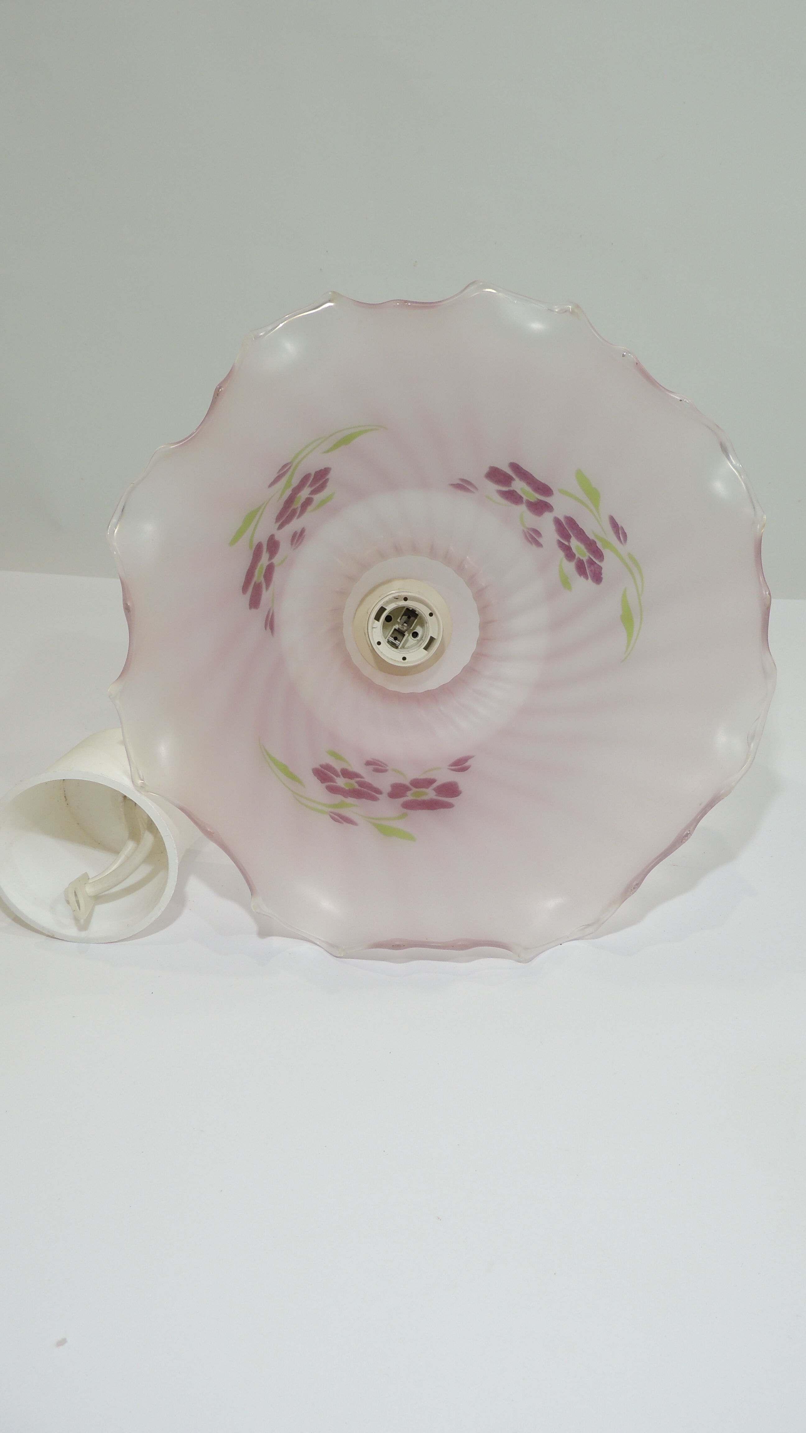 Pink glass suspension tulip shape / vintage