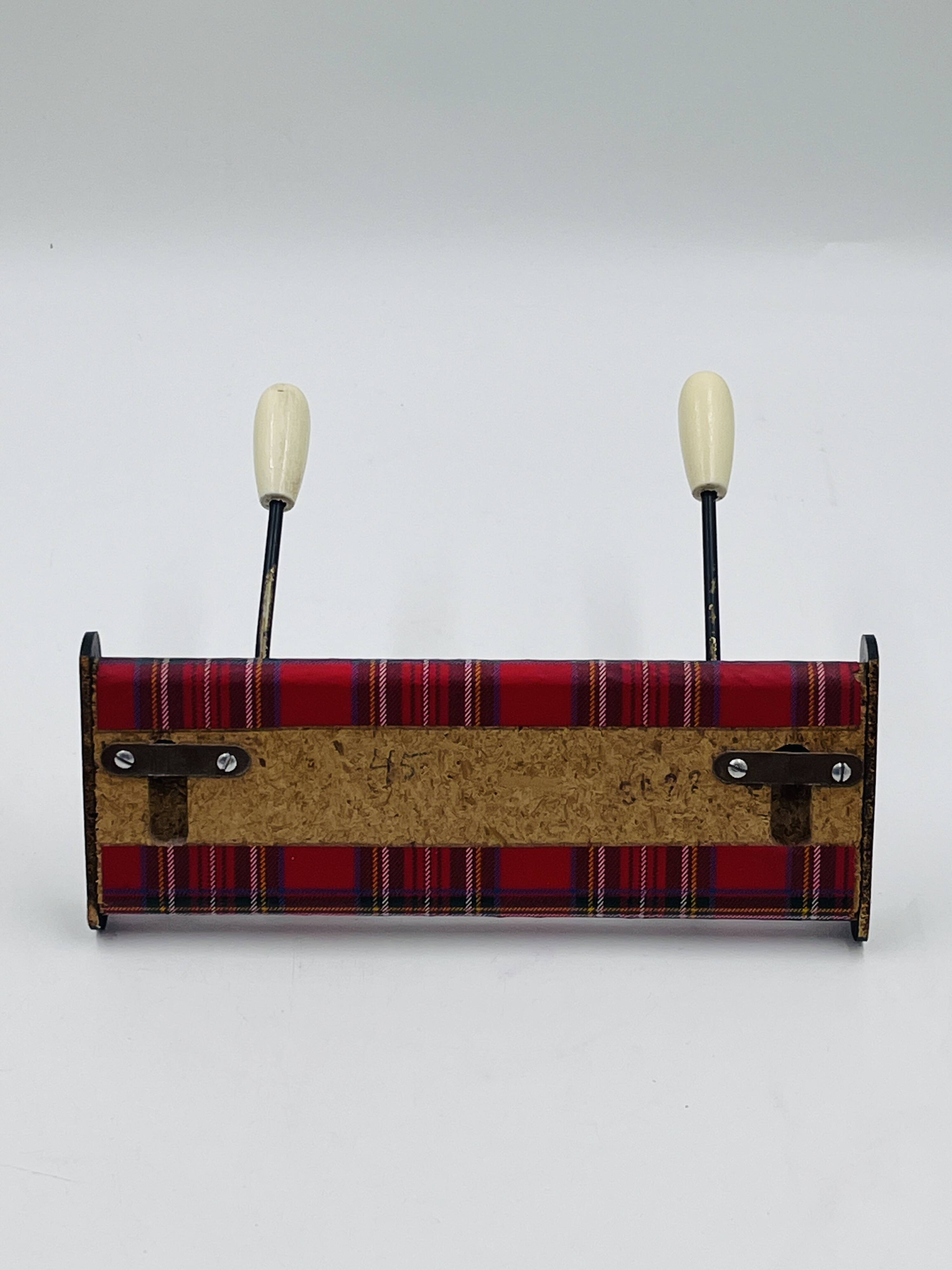 Vintage red Scottish coat rack from the 1970s.