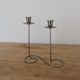 Vintage double candlestick in chrome metal – Spiral design