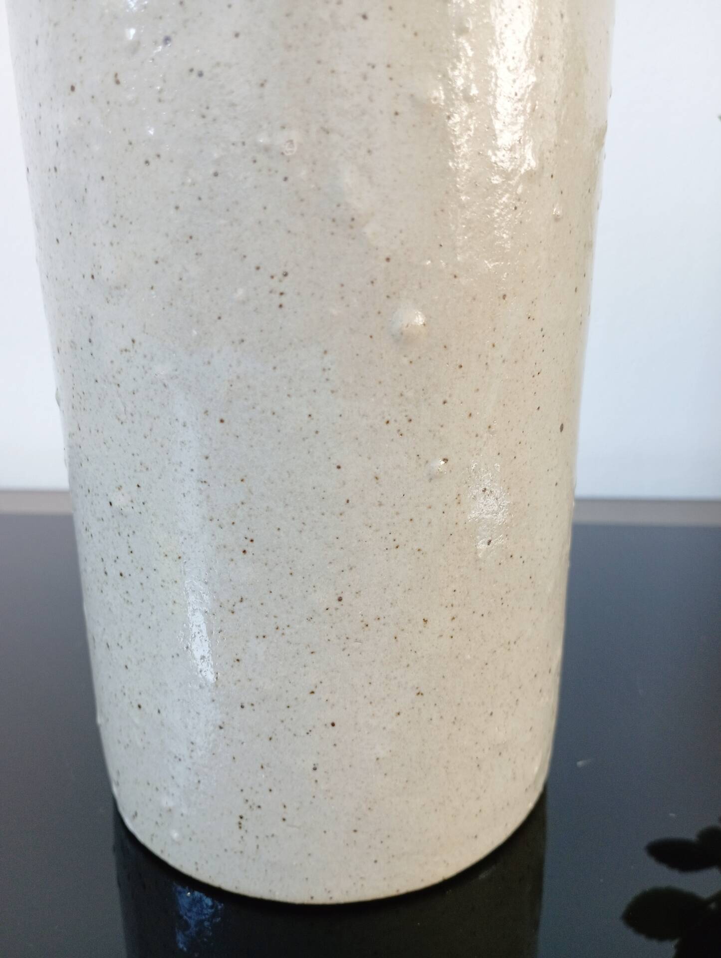 Vintage glazed stoneware cylinder vase - 1970
