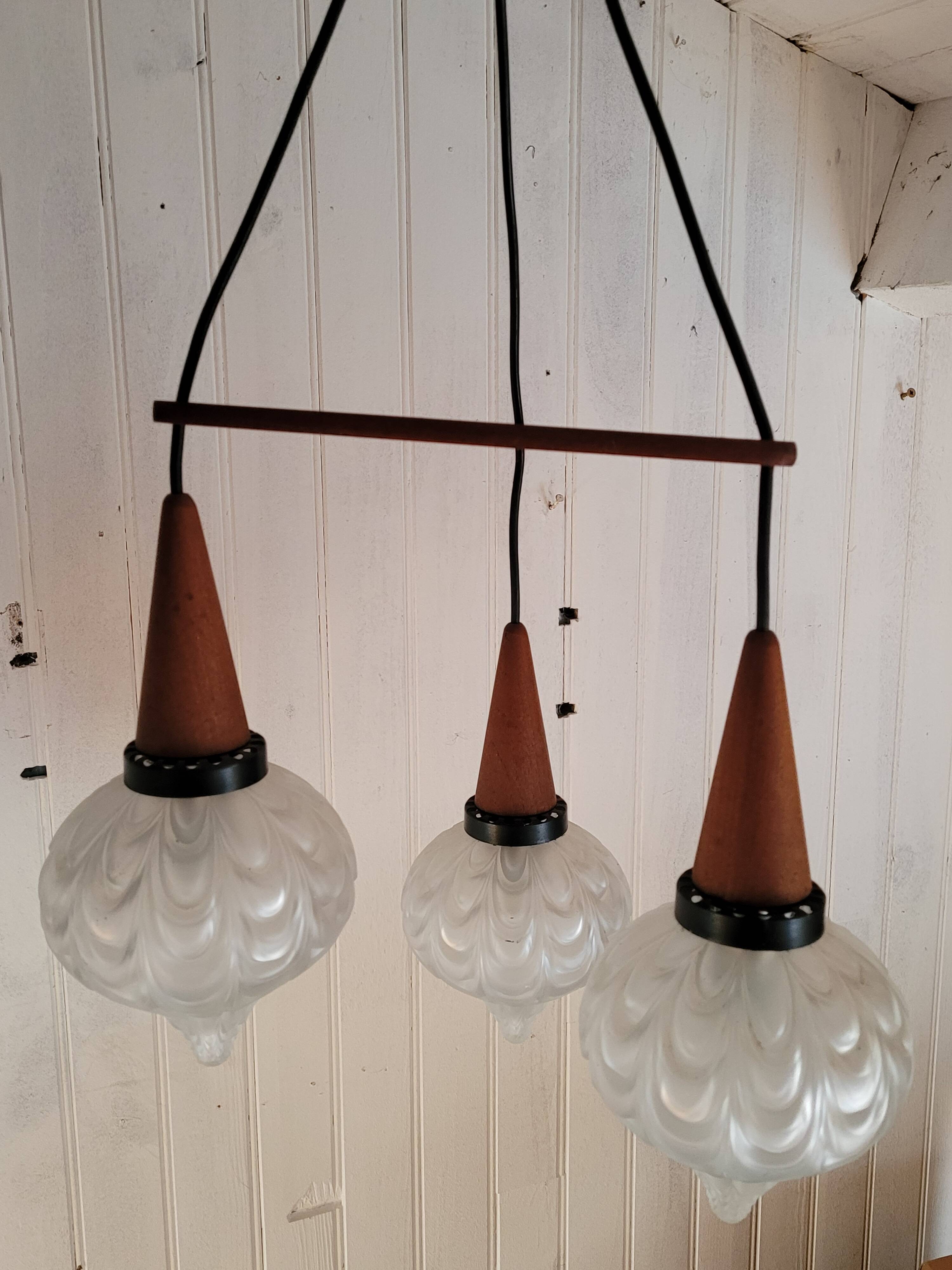 Boomerang Cascade Pendant Chandelier in Teak and Glass from Philips, 1950s