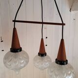 Boomerang Cascade Pendant Chandelier in Teak and Glass from Philips, 1950s