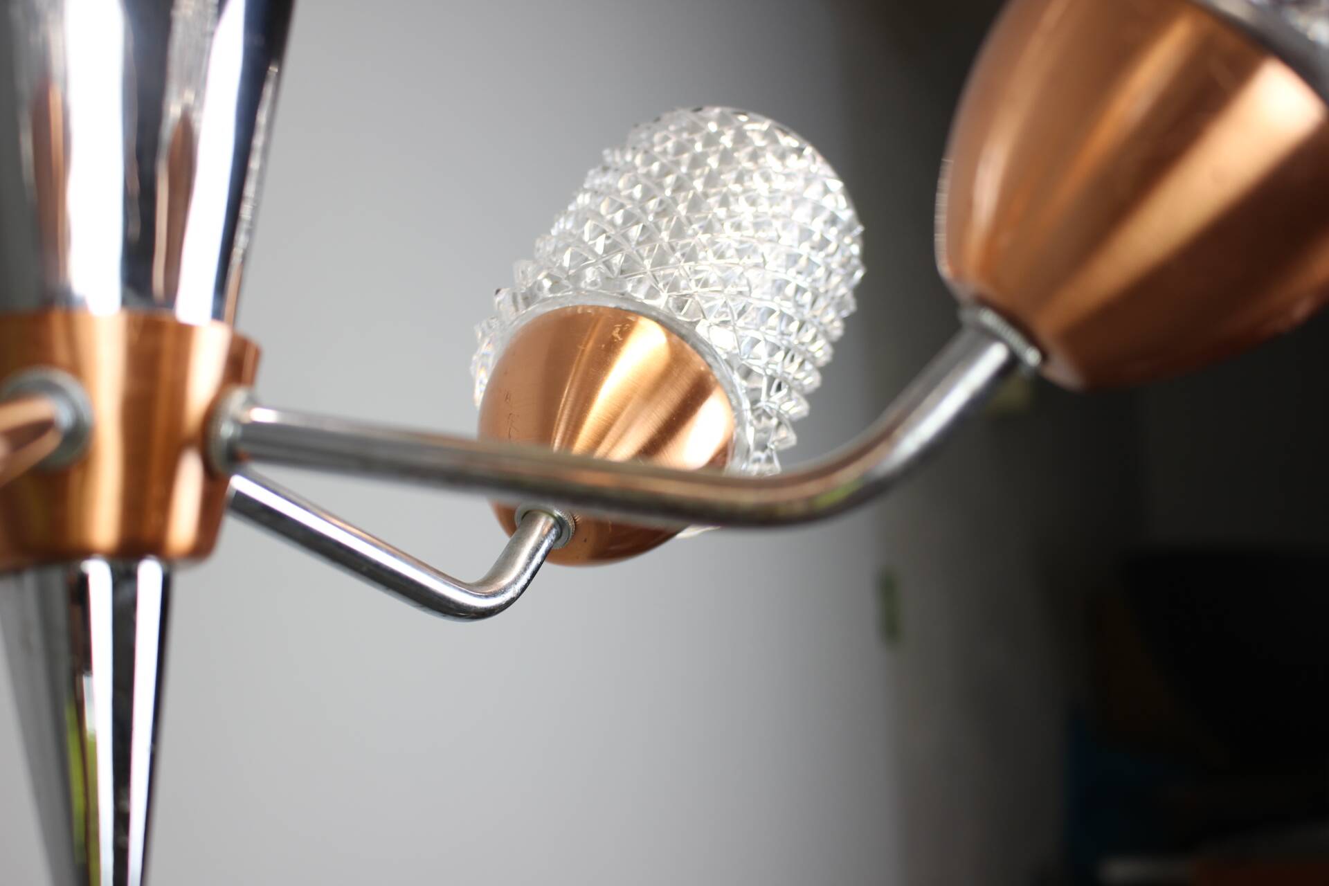 Lustre en verre et chrome Drukov Brno, Tchécoslovaquie, années 1970