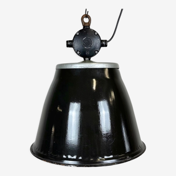 Industrial Black Enamel Factory Pendant Lamp, 1960s