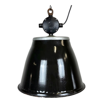 Industrial Black Enamel Factory Pendant Lamp, 1960s