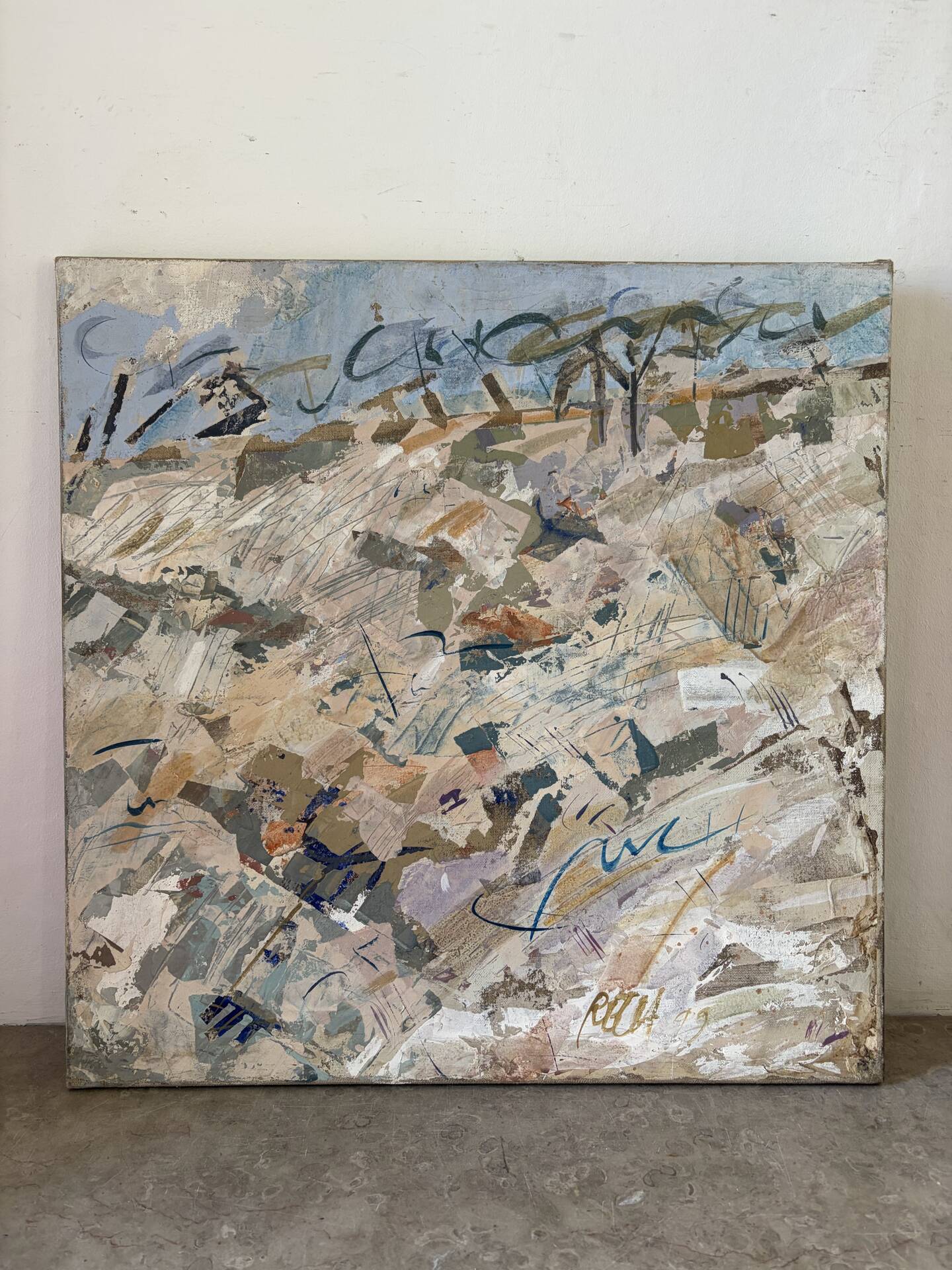Tableau abstrait - Les Champs, technique mixte