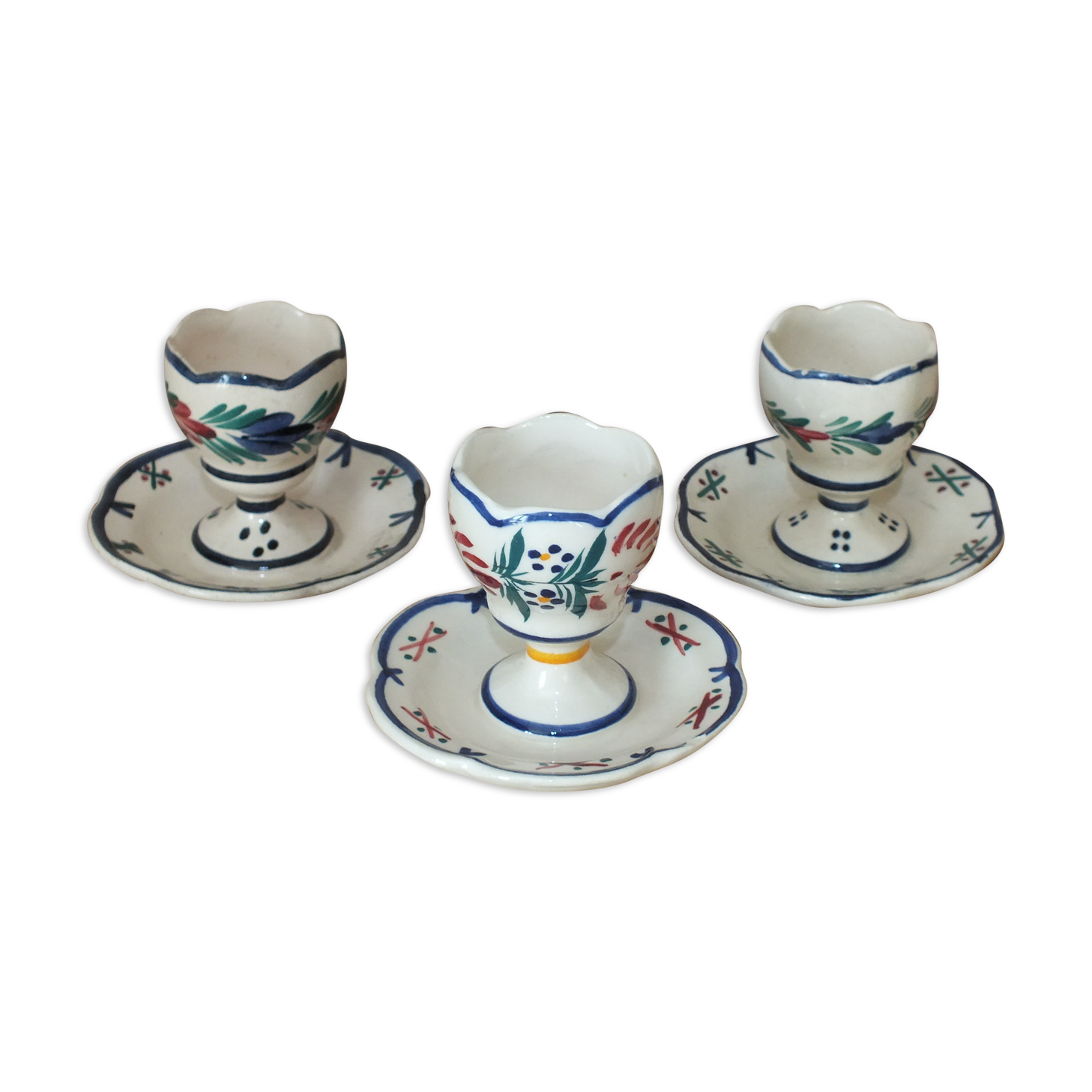Set de 3 coquetiers sur piédouche HB Quimper