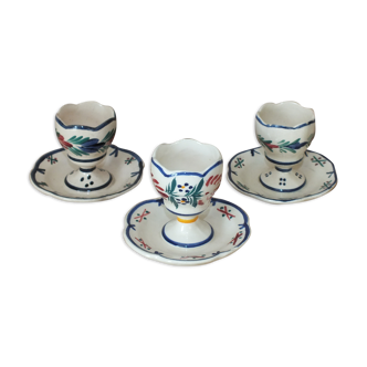 Set of 3 cockroaches on pedestal HB Quimper