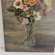 Old Oil on Canvas Painting - Still Life Spring Flower Bouquet