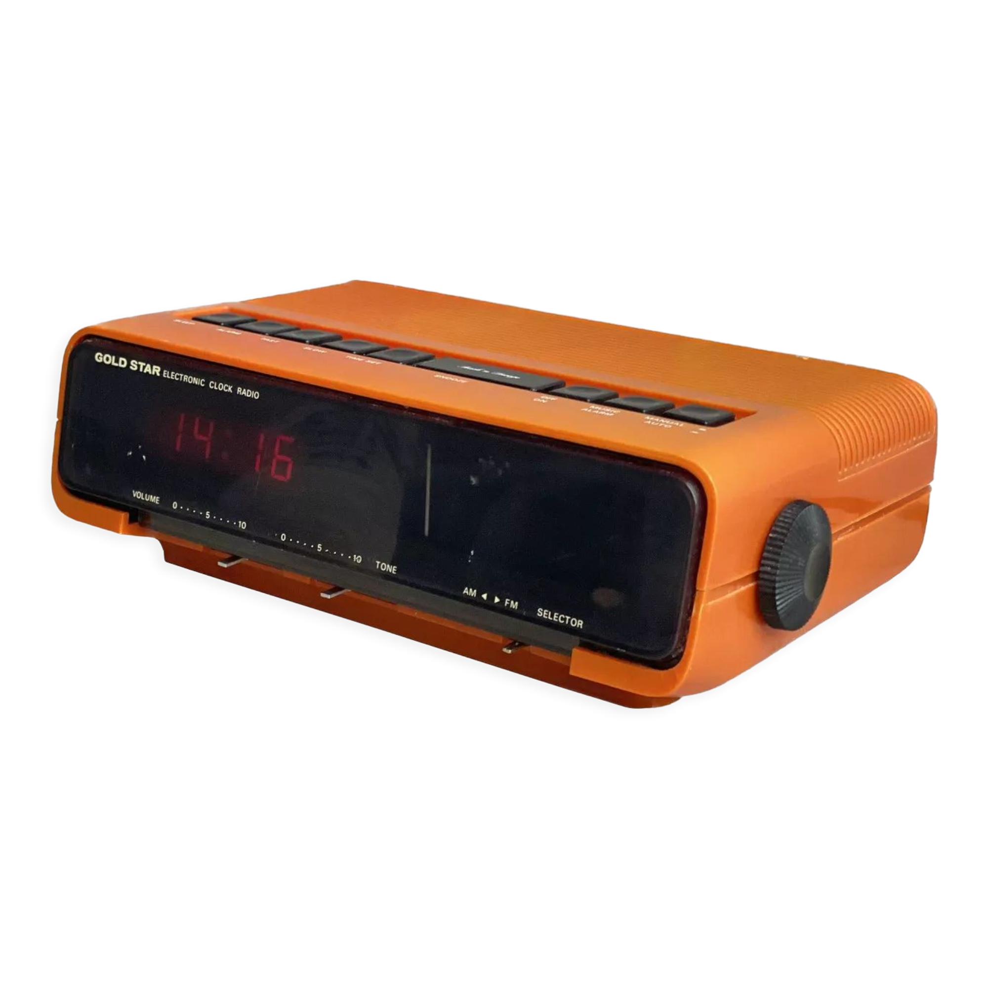 Orange space age gold star rk-306 alarm radio clock