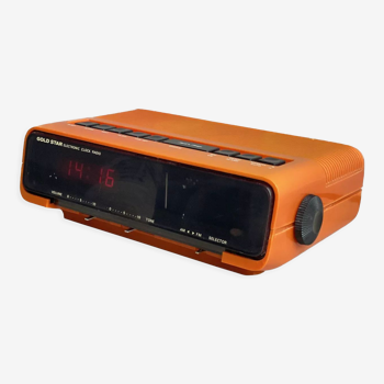 Orange space age gold star rk-306 alarm radio clock