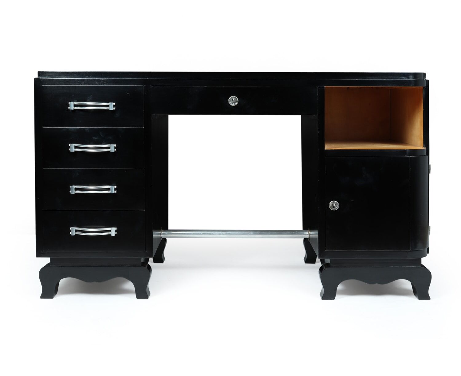 Art deco desk in black piano lacquer