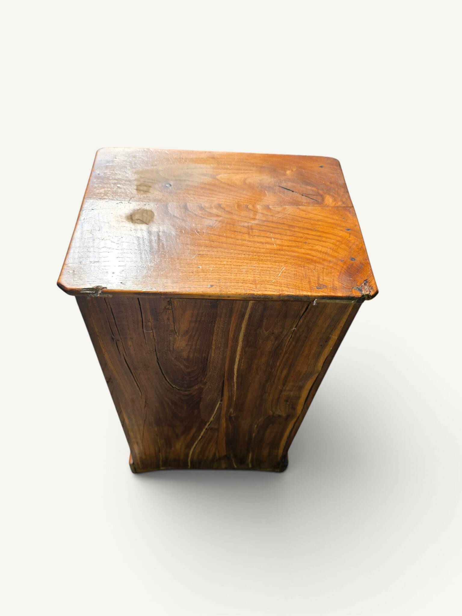 Small rustic antique bedside table made of solid wood.