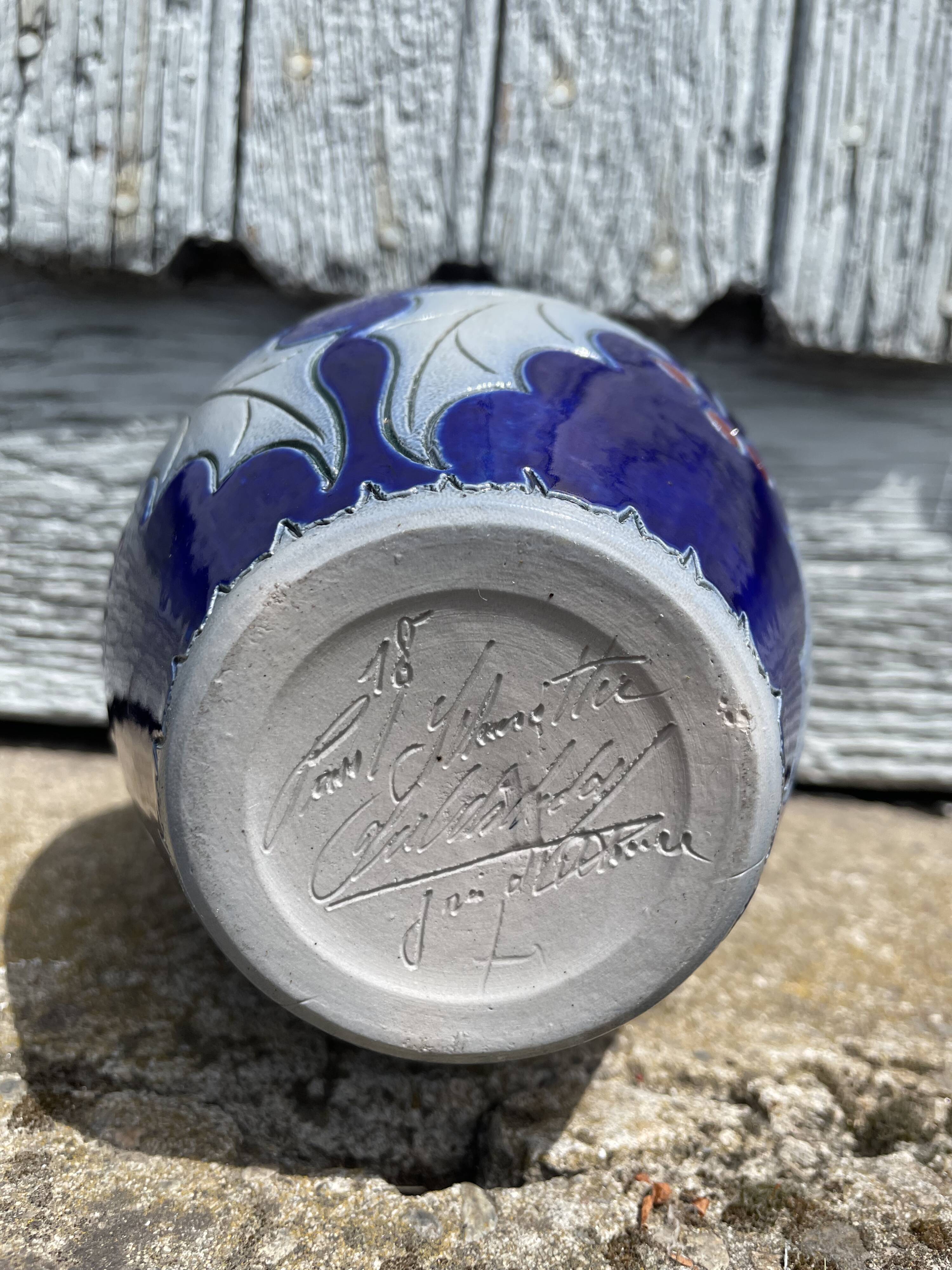 Vase betschdorf p. schmitter salt glaze cobalt s
