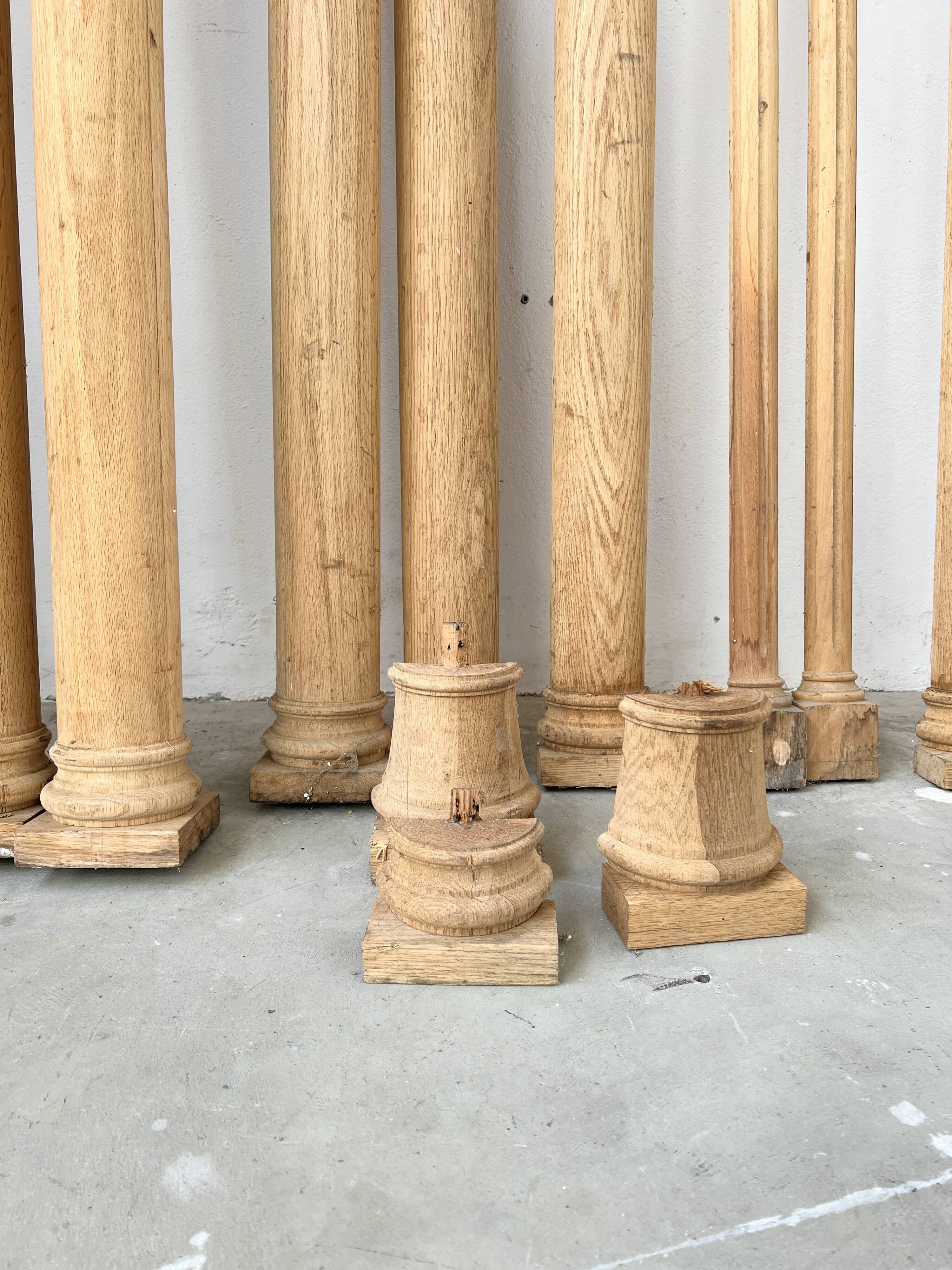 Set of solid oak columns and half-columns