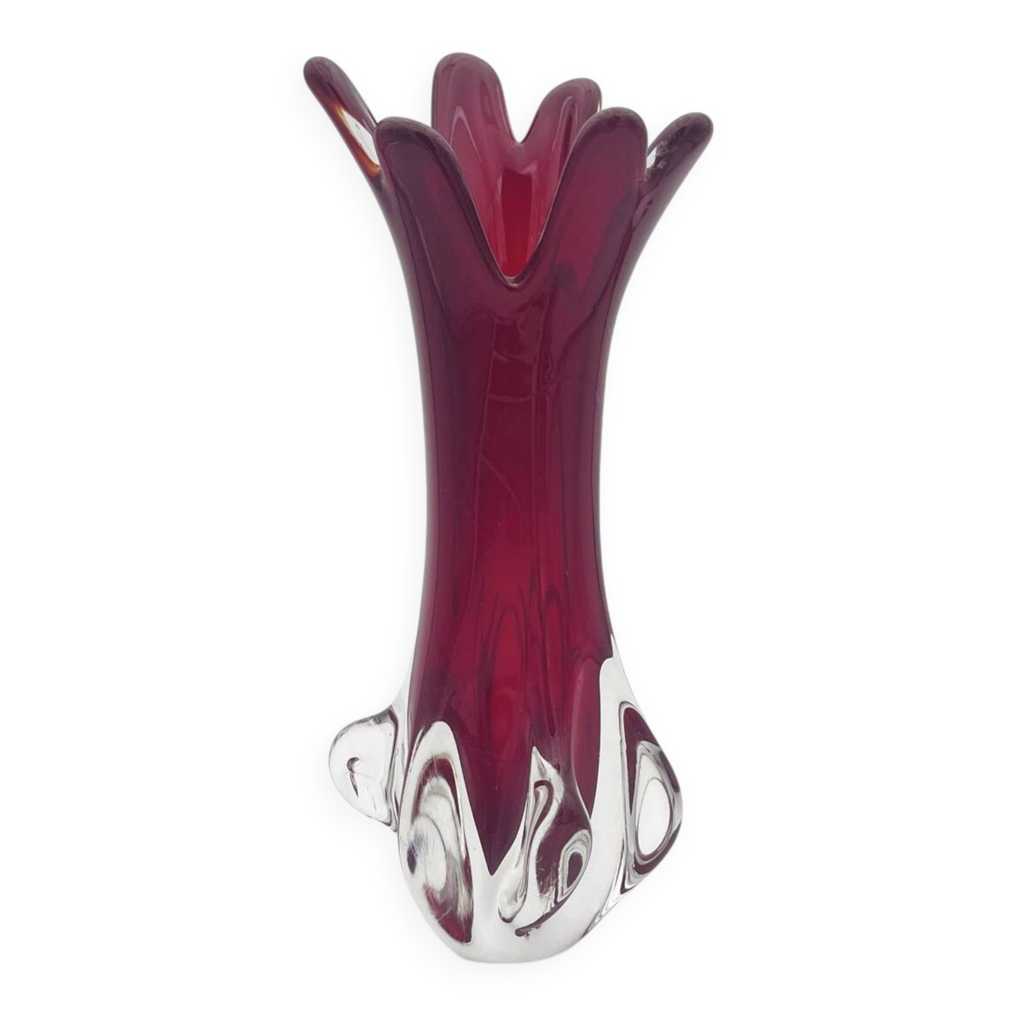 Vase Fratelli Toso Chambord Sommerso Rubis 25cm 954g Murano