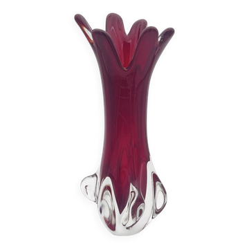 Vase Fratelli Toso Chambord Sommerso Rubis 25cm 954g Murano
