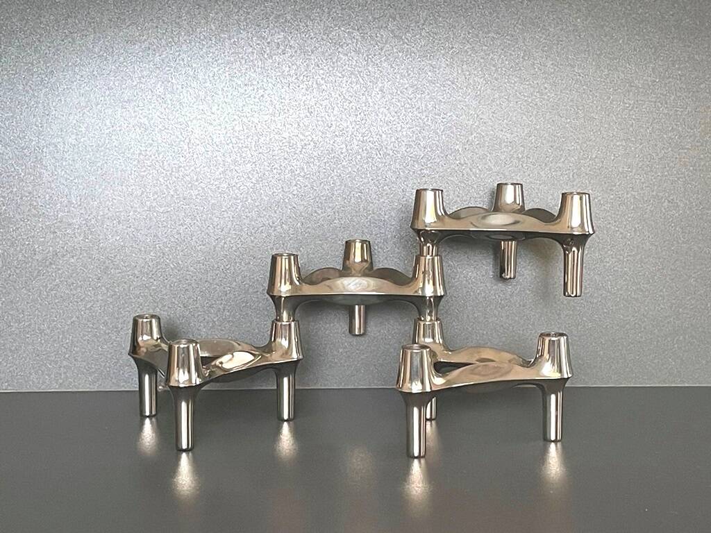 4 modular Nagel candlesticks. Vintage 70s