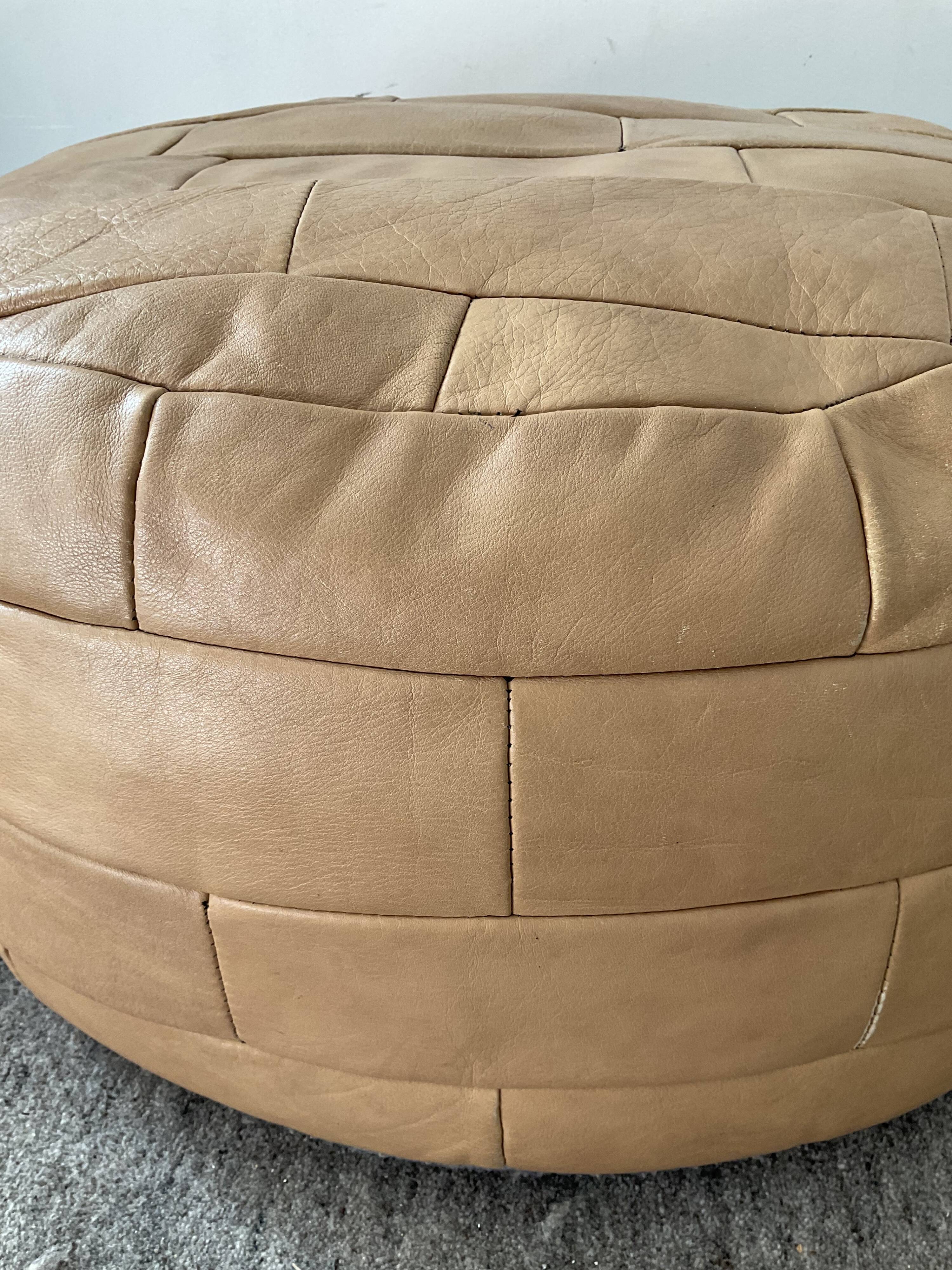 Patchwork ottoman in leather 70s