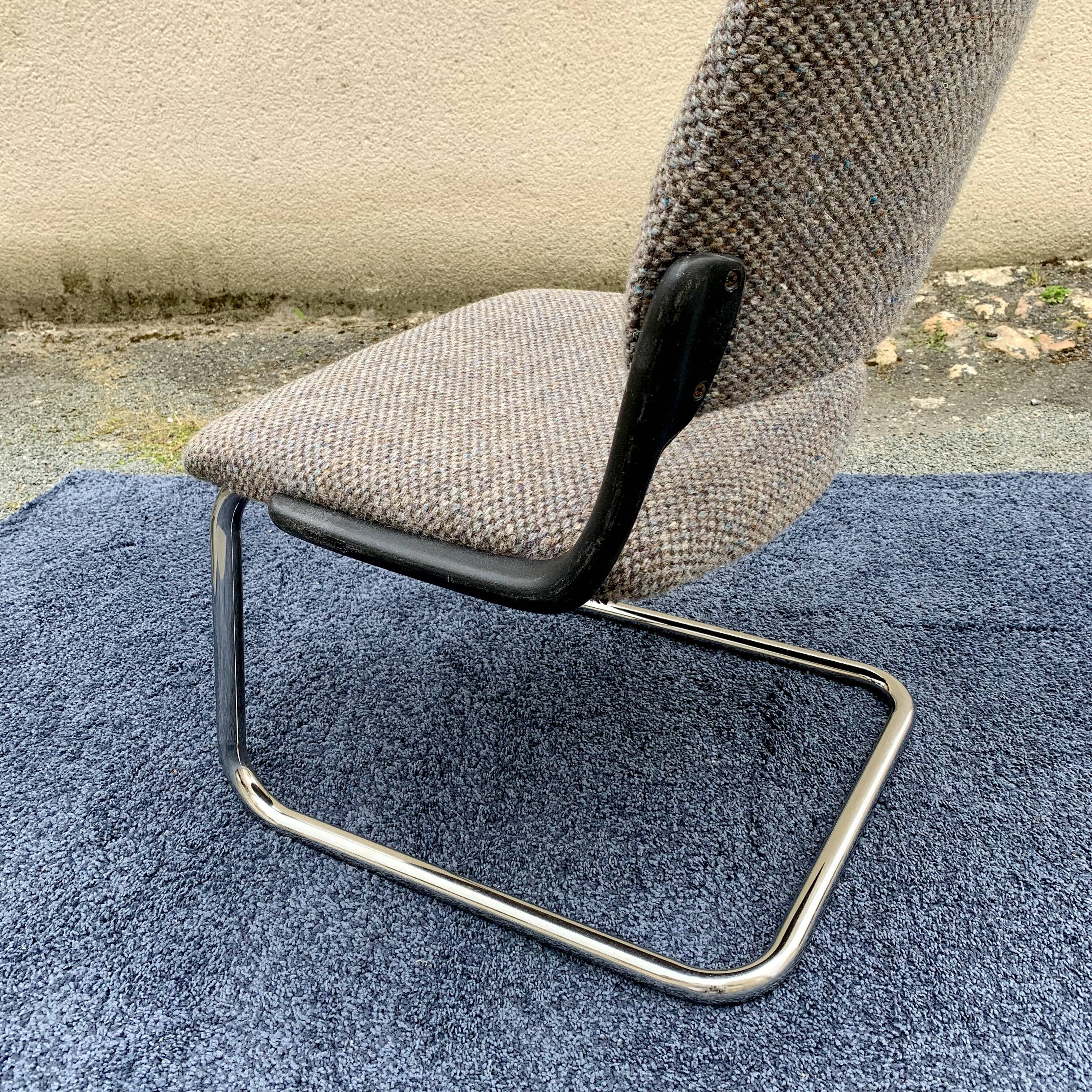 Pair of Eurosit tweed grey lounge chairs 1970