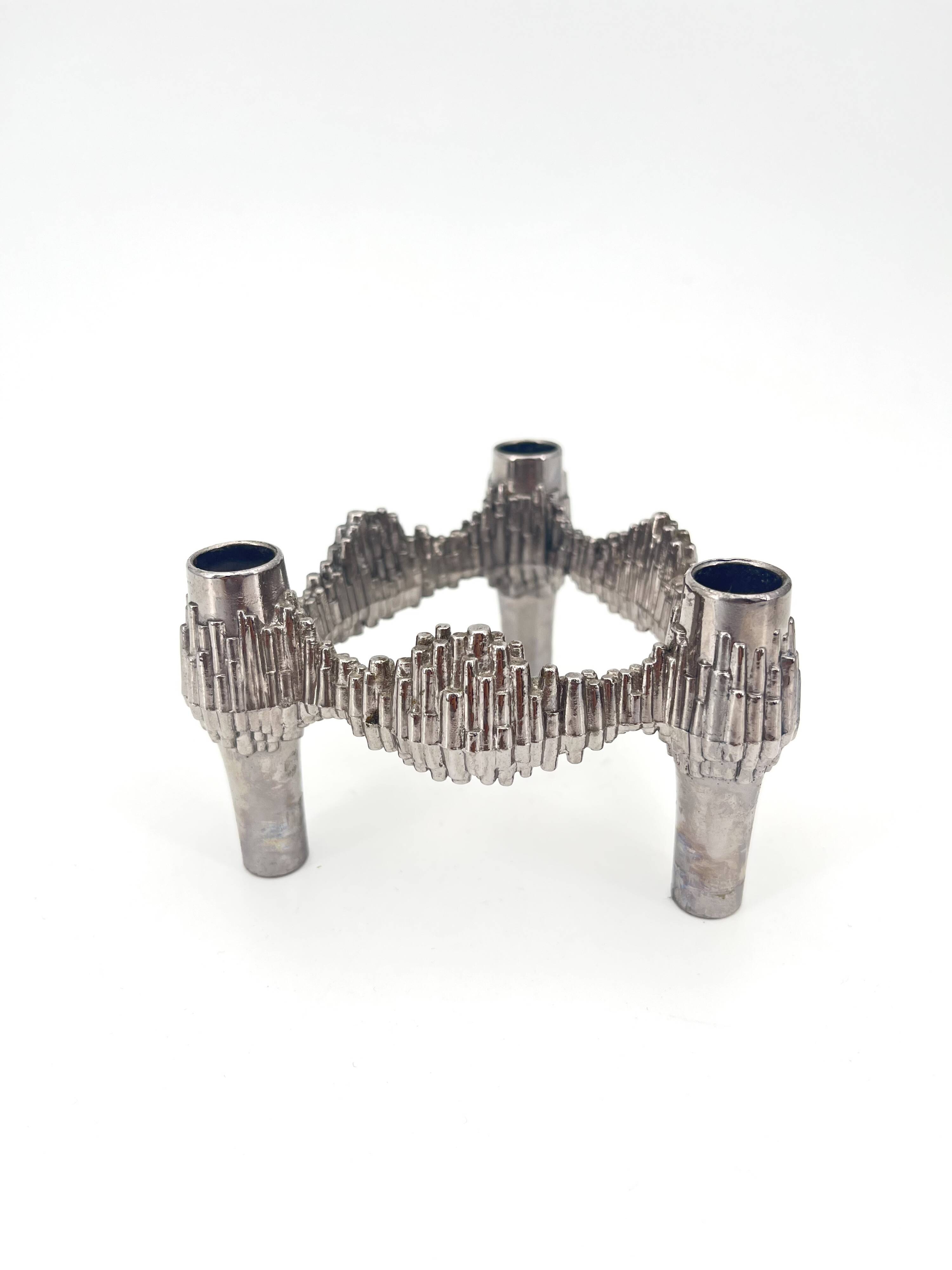 Vintage Brutalist Metal stackable Quist Candle Holder, 1970s