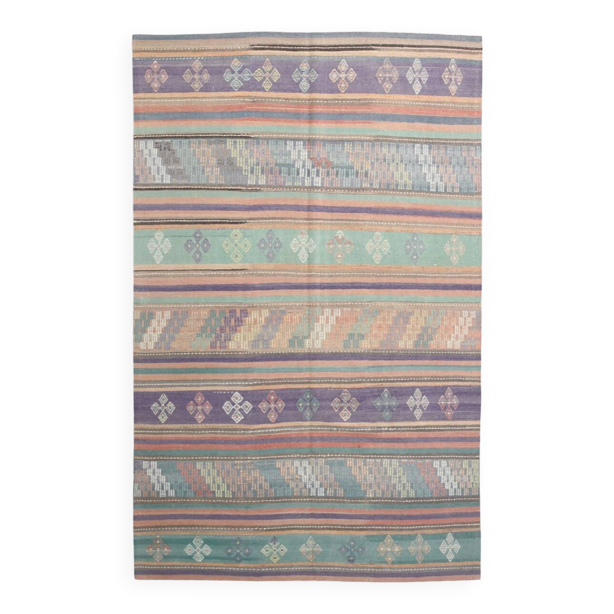 6x9 Kilim Mint Green Vintage Kilim Rug, Living Room Rug, 172x274 Cm
