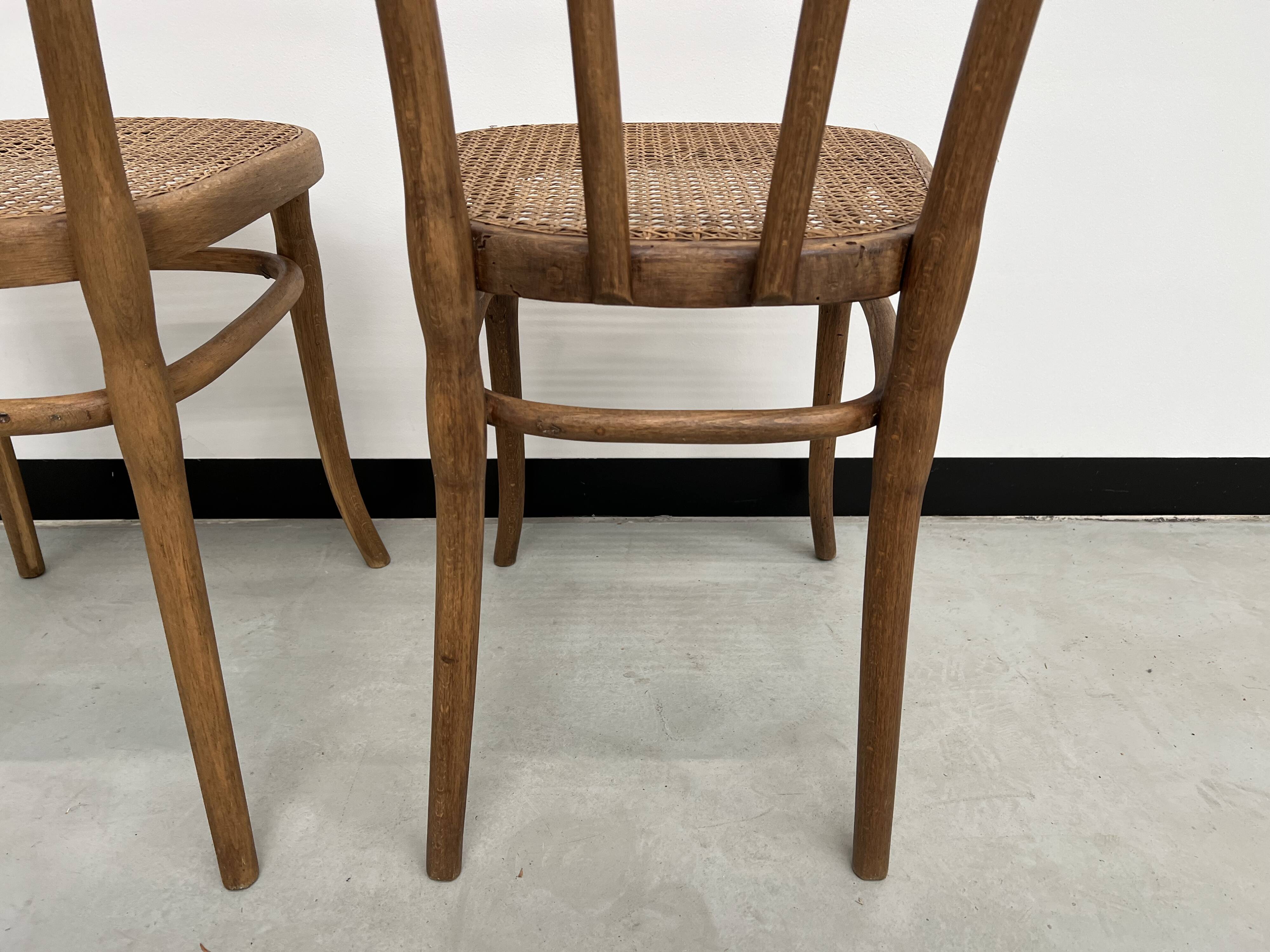 Duo de chaises bistrot anciennes Thonet avec estampille