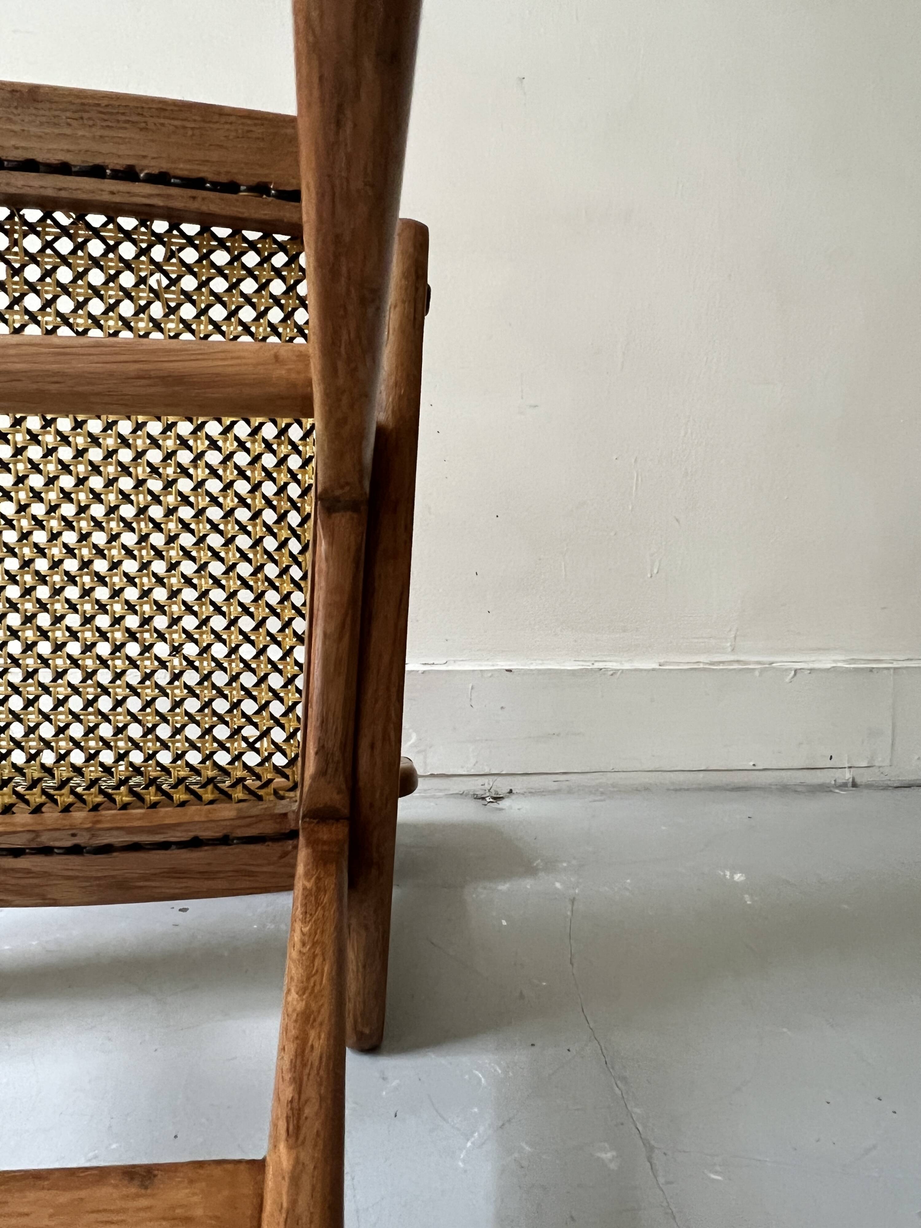 Teak wood and cane chair design, SNA Roset / Landault 1950-60