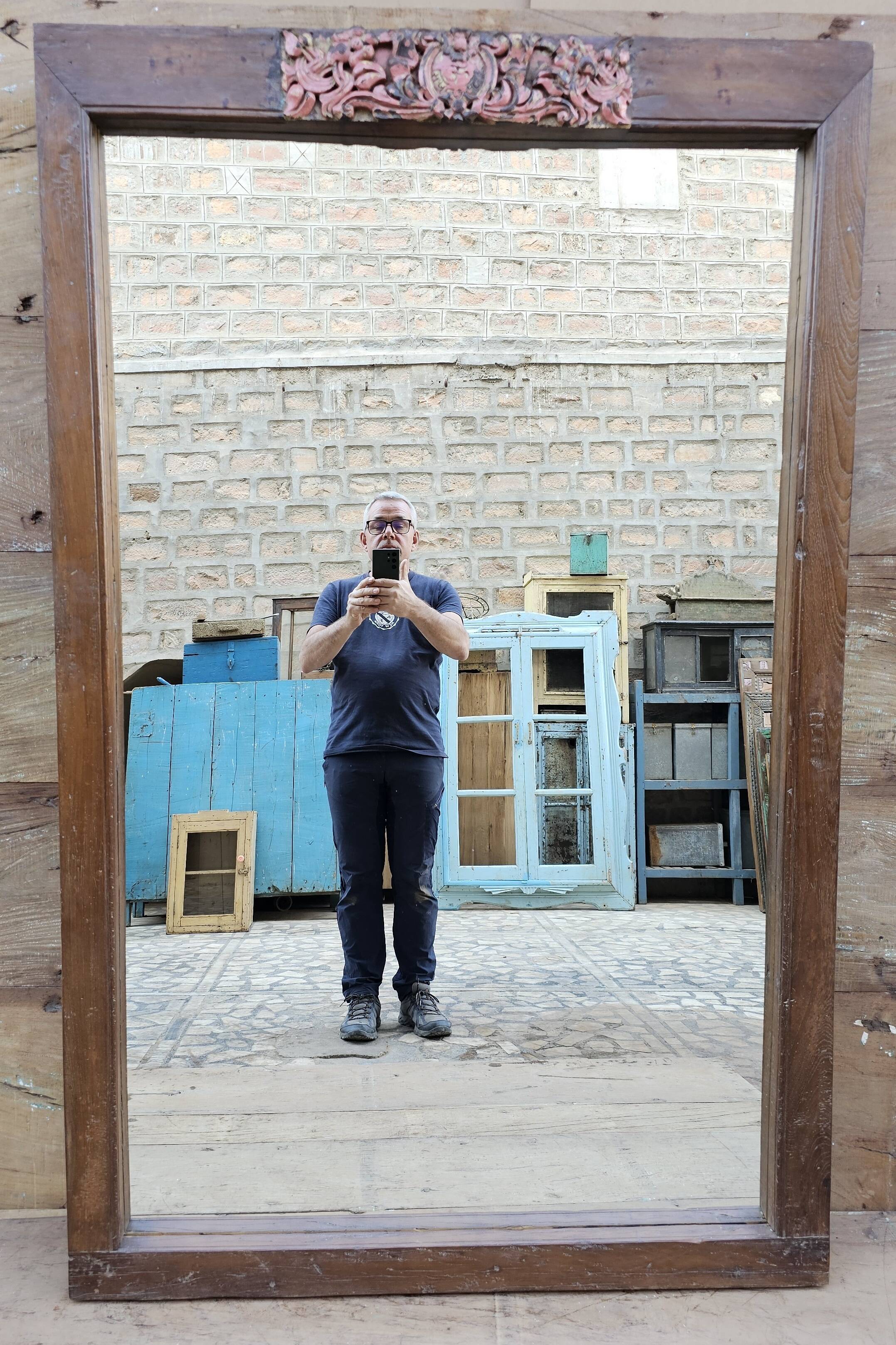 Burmese teak mirror