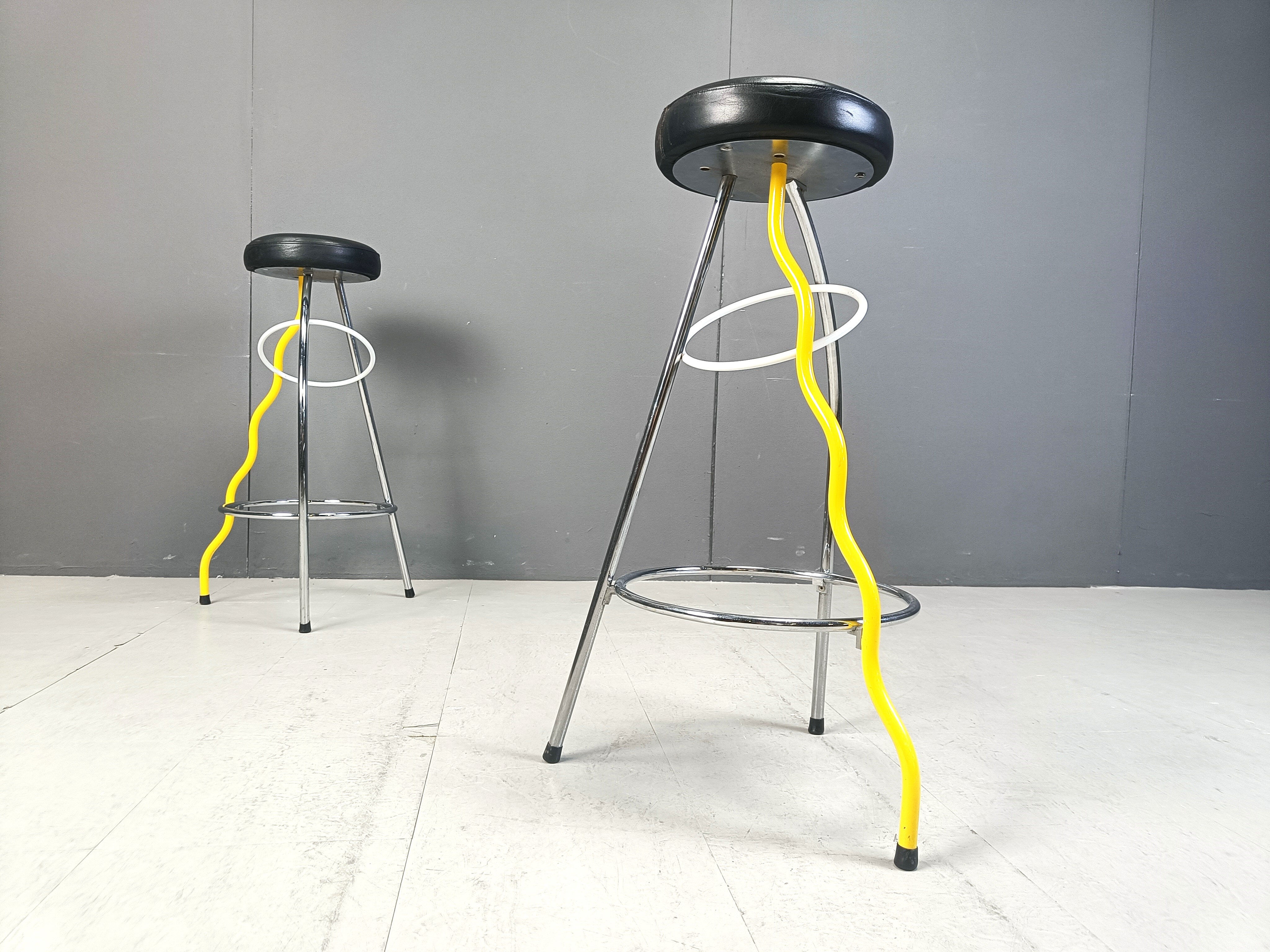 Pair of Duplex stools by Javier Mariscal for BD 1980s Memphis