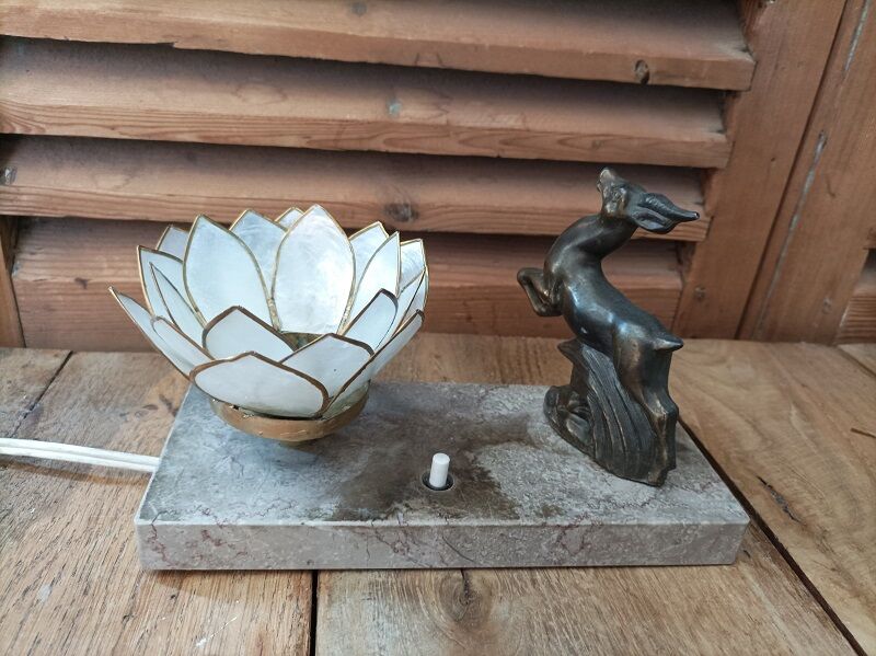 Bedside lamp with marble base