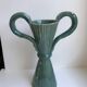 Vase avec anse en céramique poterie signé bleu céladon années 70