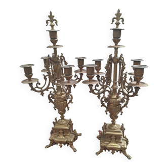 Pair of bronze candlesticks XIXth