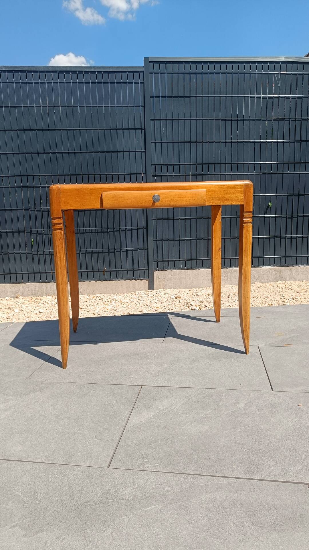 Vintage Scandinavian-style wooden table with drawer, 1950s-60s.