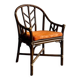 Rare fauteuil McGuire en rotin marron foncé des années 1970 — ensemble de 6, fixations en bambou, style bohème du milieu du siècle