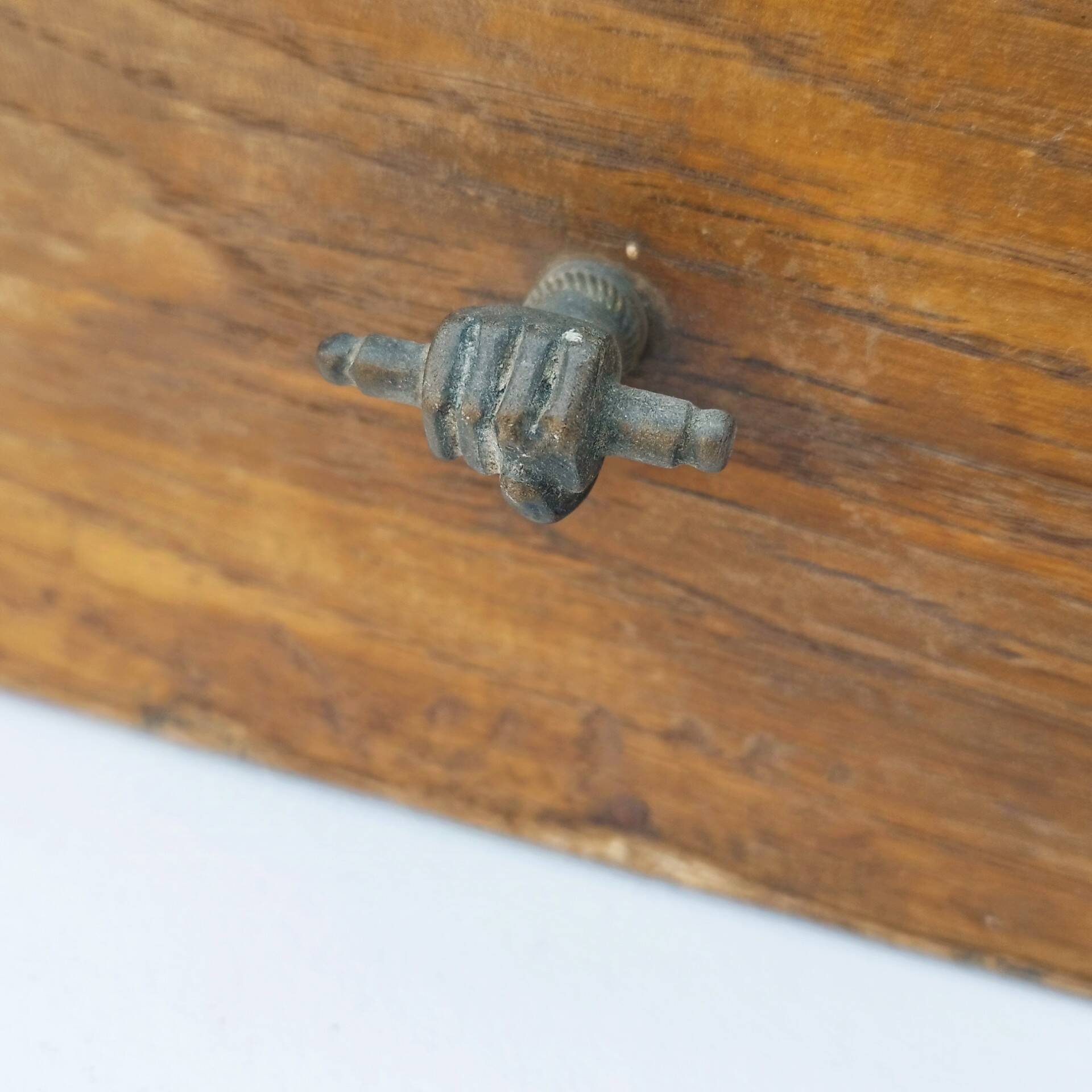 Vintage folk art mirror wall storage unit