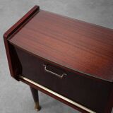 Pair vintage nightstands in wood veneer, Belgium 1950s