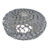 Vintage aluminum + glass pendant light